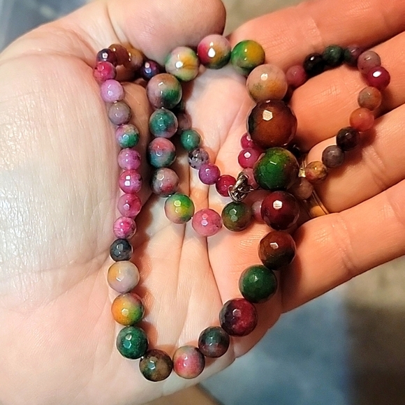 6-14mm Natural Color Faceted Candy Jade / Jadeite Gemstone Necklace 18'' Unisex - Picture 10 of 10